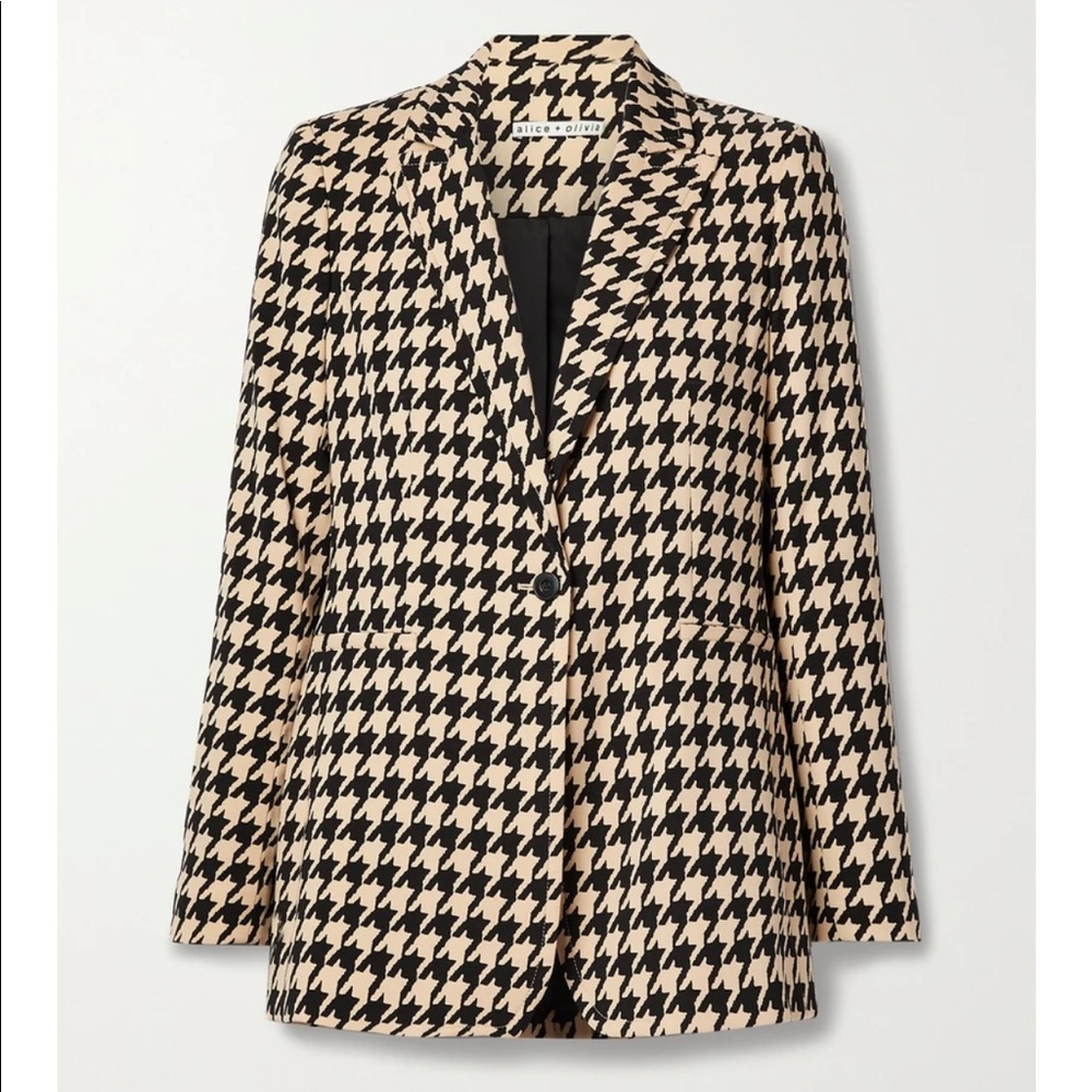 Alice + Olivia Breann houndstooth crepe blazer